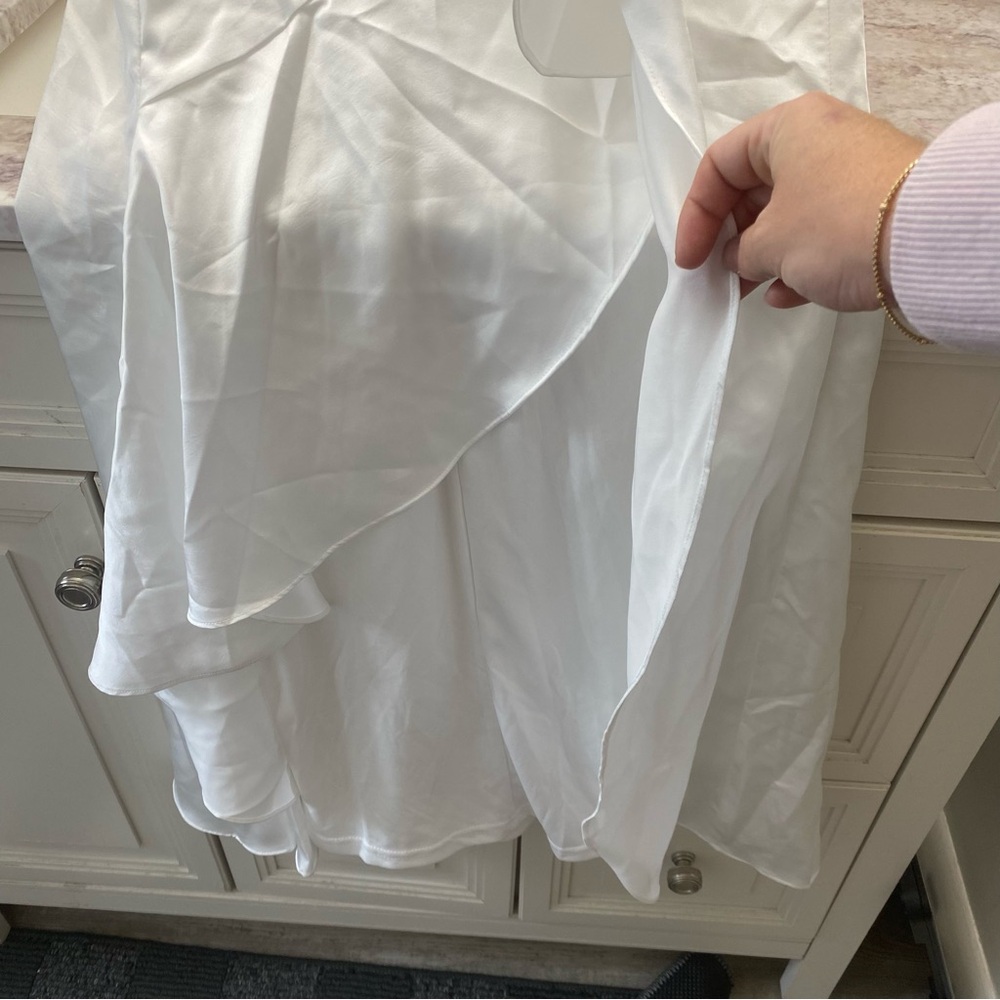 Lulus Eternal Bond White Satin Ruffled Flutter Sleeve Maxi Dress *NWT!* sz XS - Picture 6 of 14